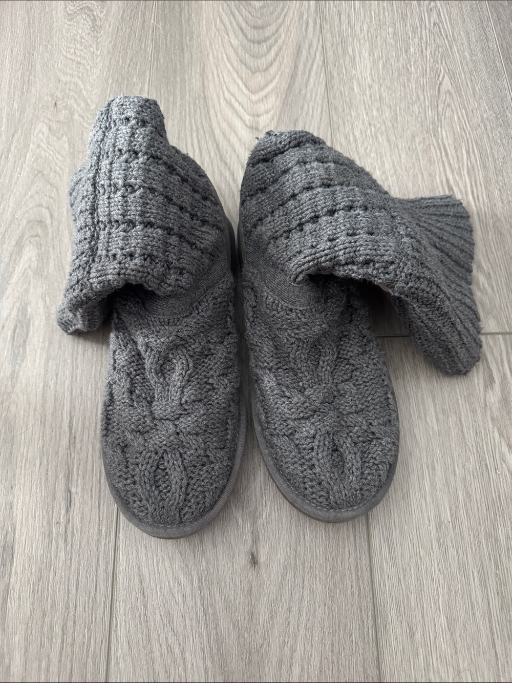 UGG Gray Knit Fold-Down Ankle Booties